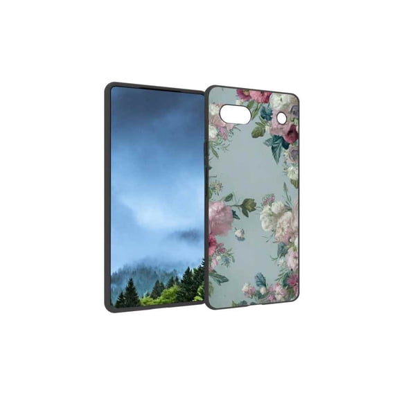 Vintage-Floral-Art-Design-377 Phone Case, Degined for Google Pixel 6A Case Men Women, Flexible Silicone Shockproof Case for Google Pixel 6A