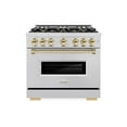 thumbnail image 2 of ZLINE Autograph Edition 36 in. 5.2 cu. ft. Classic Gas Range with 6 Burner Cooktop and Convection Gas Oven in Stainless Steel and Polished Gold Accents (CGRZ-36-G), 2 of 2