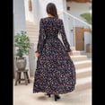 thumbnail image 4 of Vestido Informal de Otoño con Estampado Floral, Escote en V y Corte A para Mujer, Larga, Estilo Negro XL, 4 of 9