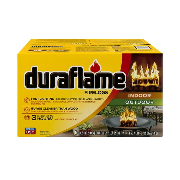 Open Box Duraflame 4.5lb Fireplace Fire Pit Firelog, 3 Hr Burn Time, 6 Pk