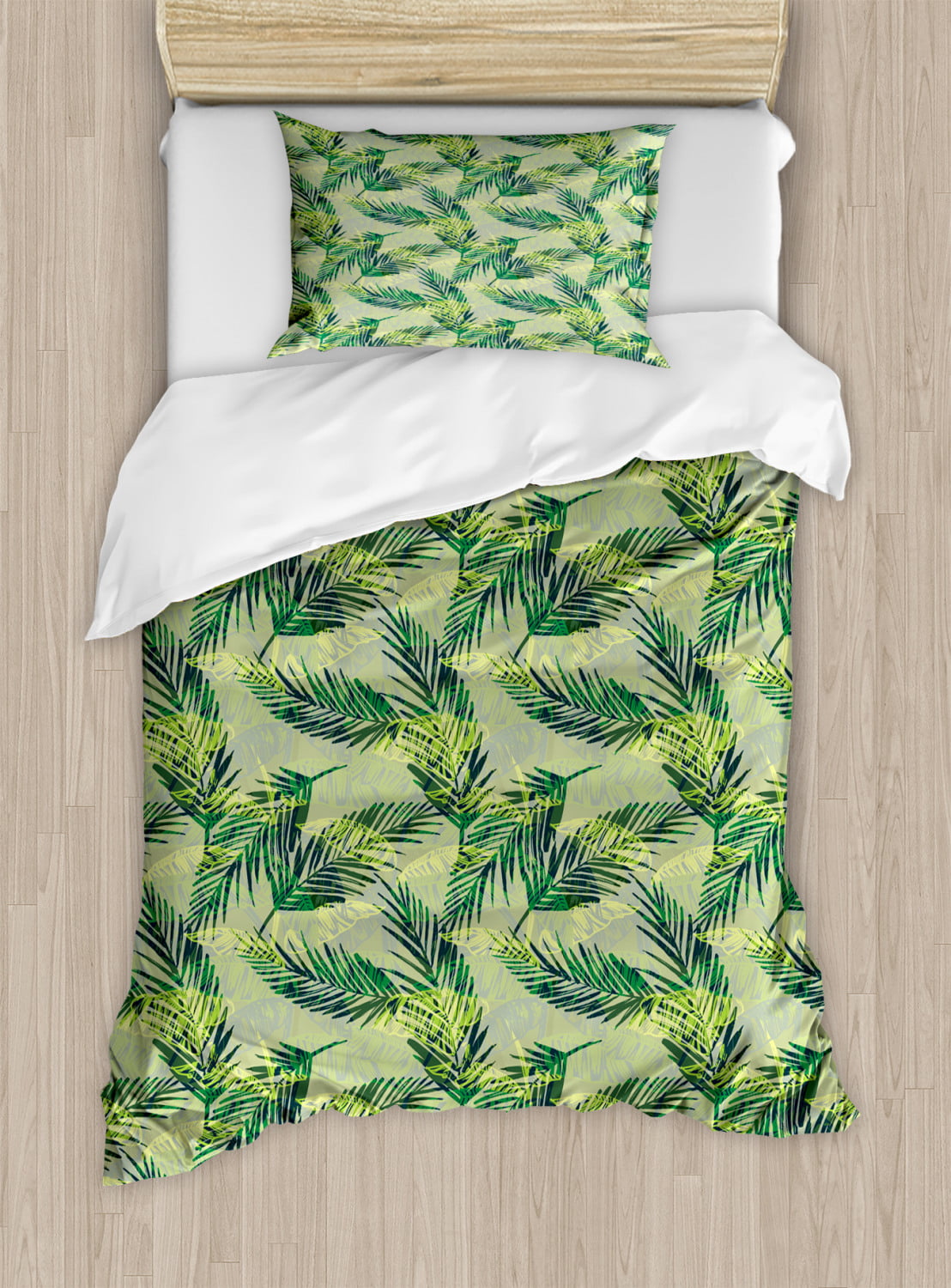 Hawaiian Tropical Leaves Twin Quilt And Sham Pink And Green 
