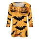 thumbnail image 3 of Camisa para mujer, moda informal, cuello cuadrado, manga 3/4, suelta, camiseta estampada de Halloween, top para mujer, 3 of 4