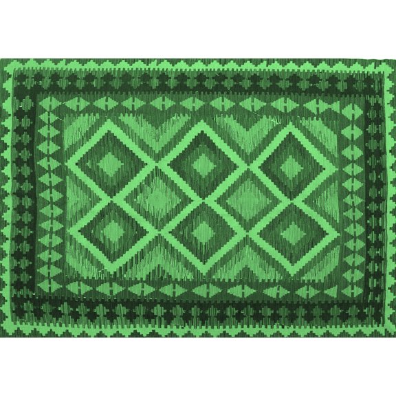 Ahgly Company Indoor Rectangle Oriental Emerald Green Traditional Area Rugs, 5' x 7'