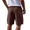 thumbnail image 4 of HKYNLAG Mens Cargo Shorts Elastic Waist Drawstring Casual Work Shorts Summer Hiking Outdoor Shorts with 4 Pockets Coffee 3XL, 4 of 7