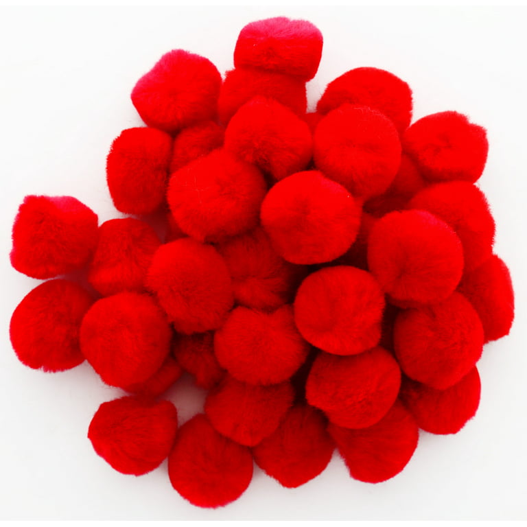Essentials by Leisure Arts Pom Poms - Red -10mm - 100 piece pom poms arts  and crafts - colored pompoms for crafts - craft pom poms - puff balls for  crafts