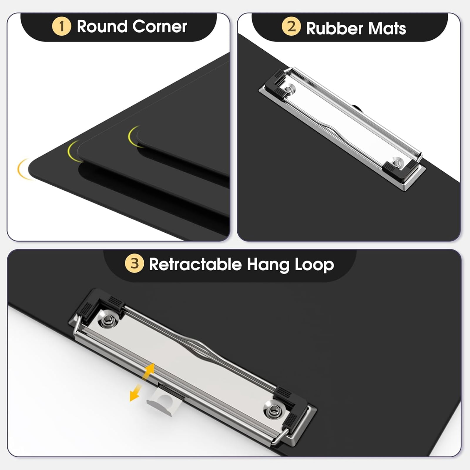Bxaolu Plastic Clipboards, A4 Black Clip Board 8.5x11 for Men, Woman, Size 9" x 12.5" with Low Profile Clip, Home,Office Supply, Black