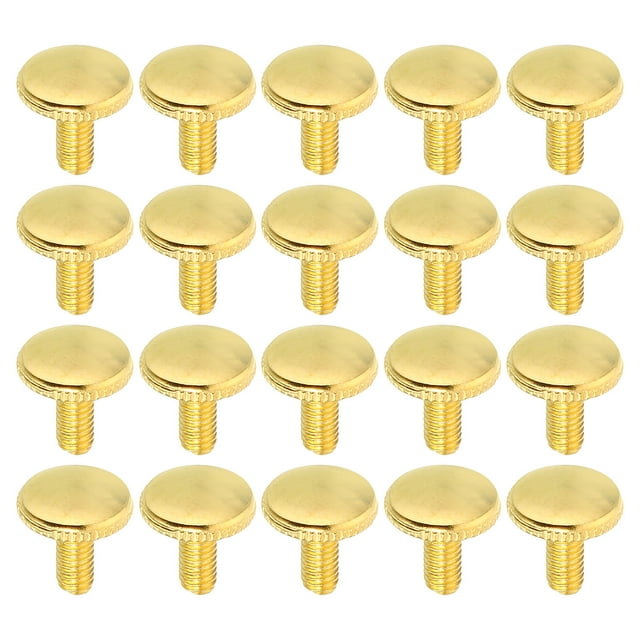 Unique Bargains M4x8mm Pouce Vis Moleté Tête Épaule Pointe Plate Boulons Boutons Main Poignée Vis Fixations Or 20 Pack