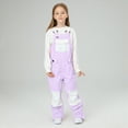 thumbnail image 4 of HCNTES Children's Waterproof Snow Bibs Toddler Adjustable Strap Overalls Warm Winter Ski Pants for Outdoor Play(Light Purple,8-9 Years), 4 of 7