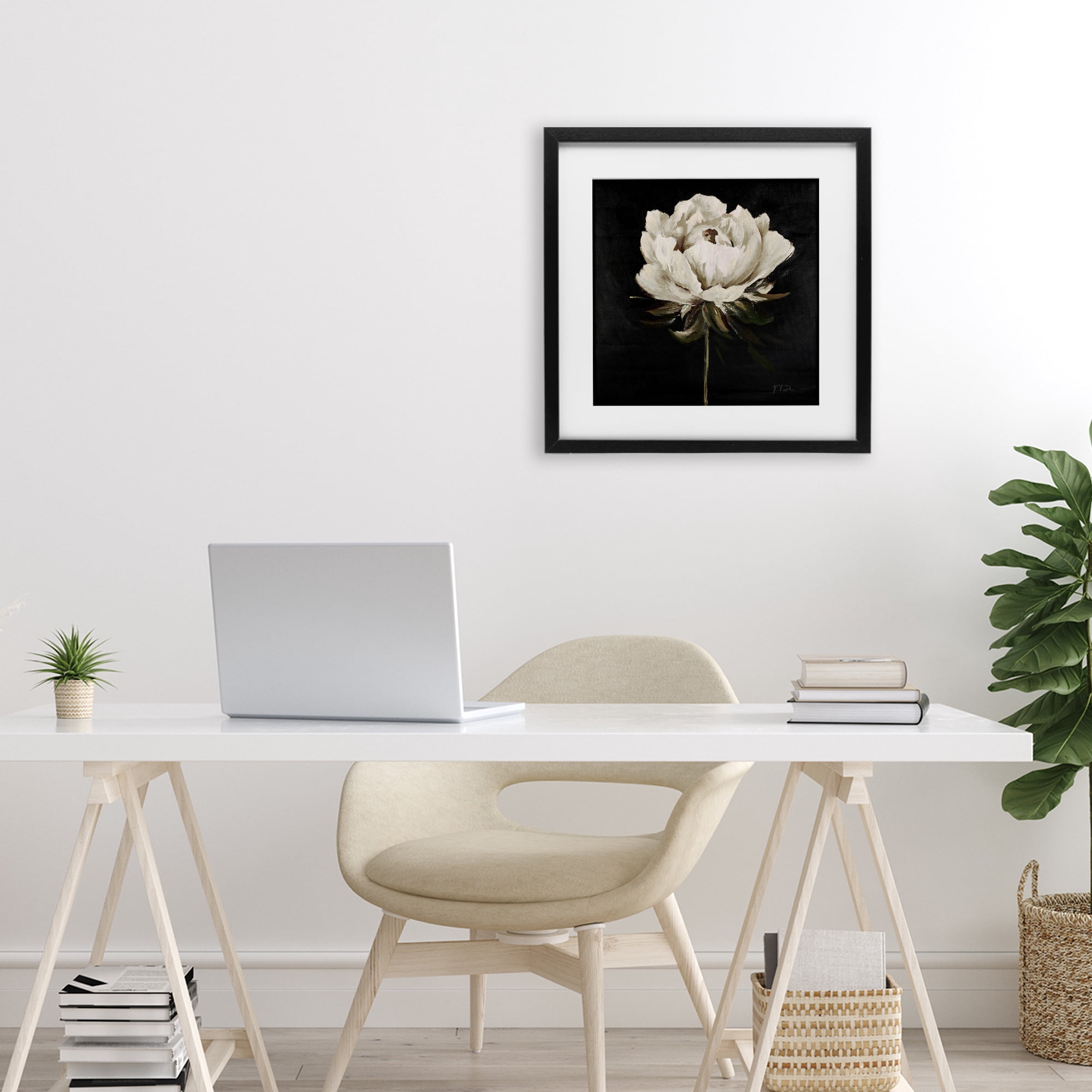 Stupell Industries Pretty Delicate Bloom on Black Black Framed Print Under Glass, design by Patricia Pinto