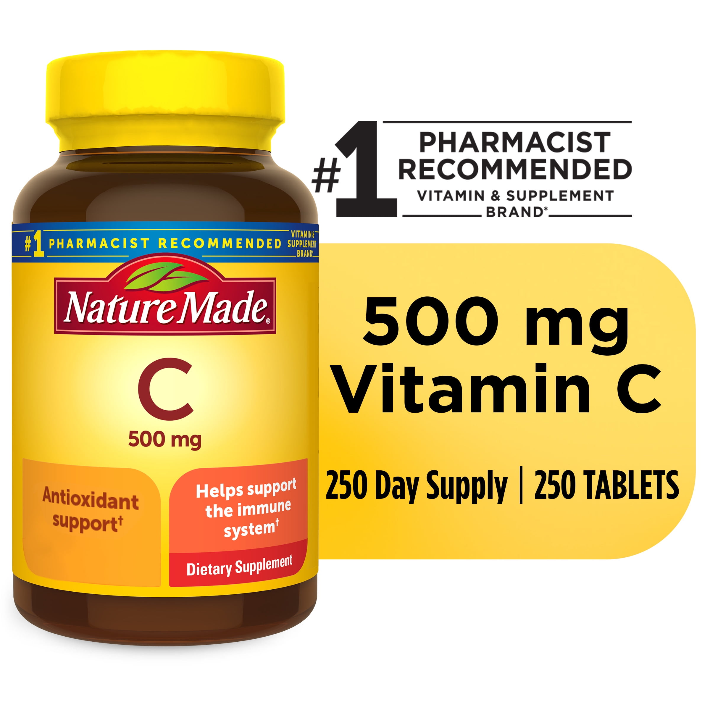 Nature Made Vitamin C 500 Mg Tablets Dietary Supplement For Immune 