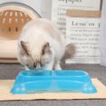 thumbnail image 3 of Double Pet Bowl Solid Color Clear Anti-skid Cat Bowl Rectangular Pet Bowl, 3 of 10