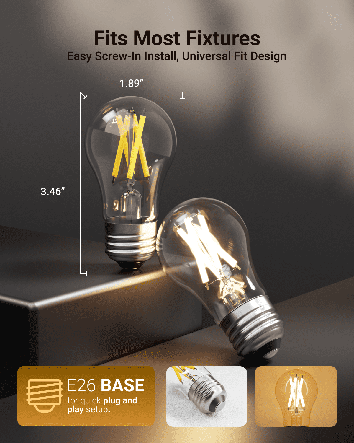 Sunco 12 Pack LED Light Bulbs A15, 7W=60W, 4000K Cool White, 800 LM, Dimmable Decorative Edison Vintage Bulbs, Indoor Outdoor, E26 Medium Base