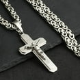 thumbnail image 4 of Lordjewelry Crucified Jesus 14K White Gold Cross with Carved Word Christian Pendant Necklaces Jewelry for Men Heavy Link Byzantine Chain S272, 4 of 9