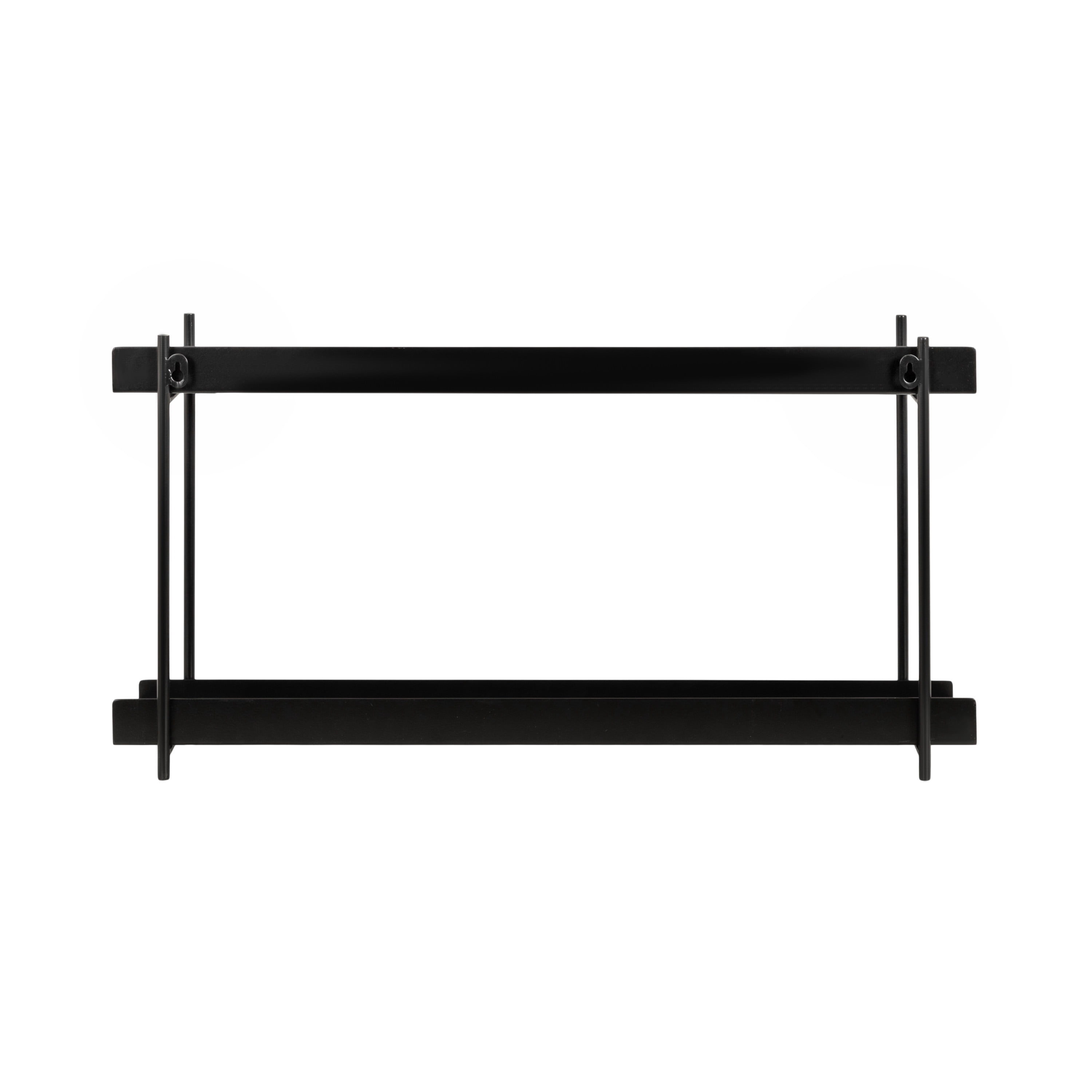 Kate and Laurel Dominic Modern Metal Bathroom Shelf, 28 x 7 x 15, Black, Contemporary Sleek 2-Tier Floating Shelves for Wall Decor, Display, and Over Toilet Storage