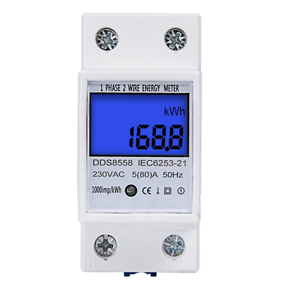 Din Rail KWh Meter 1 Phase 2 Wire LCD Digital Display Power Consumption