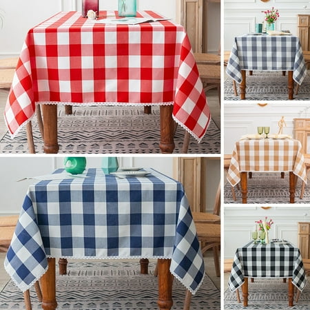 

Yipa Lace Plaid Printed Tablecloth Polyester Waterproof Table Cloth Cover Home Decor