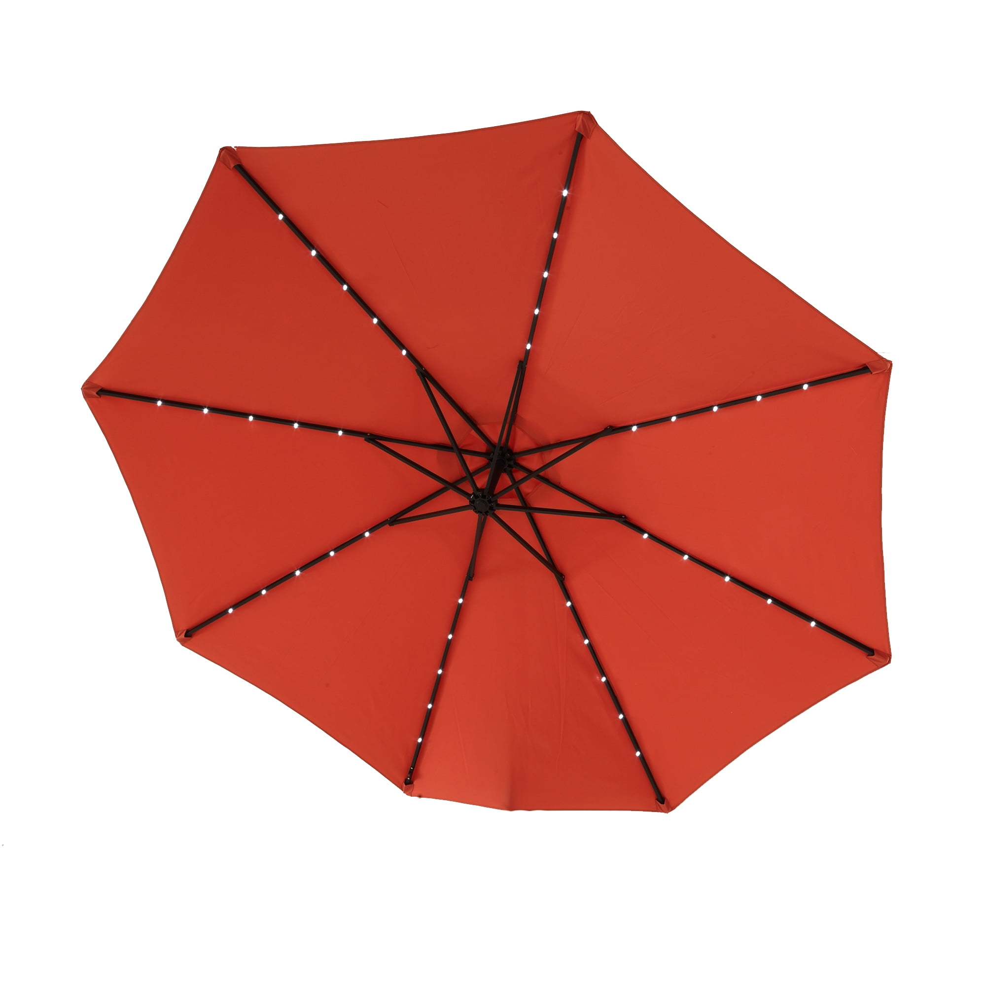 Sumdeal 10ft Solar LED Offset Hanging Market Patio Umbrella for Backyard, Poolside, Lawn and Garden, Outdoor Table Umbrella with Easy Tilt Adjustment, Durable Polyester Shade, Sturdy 8 Ribs,Orange