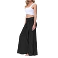 thumbnail image 3 of VISgogo Pantalones de Pierna Ancha para Mujer, Casual Sueltos Color Sólido Fruncido Cintura Vendaje Cintura Elástica Pantalones Femeninos VISgogo moda, 3 of 5
