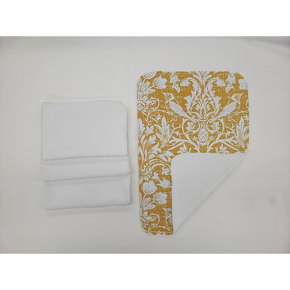 Gold Floral Damask Hand Towels (Set of 4) (Towel Color: White)