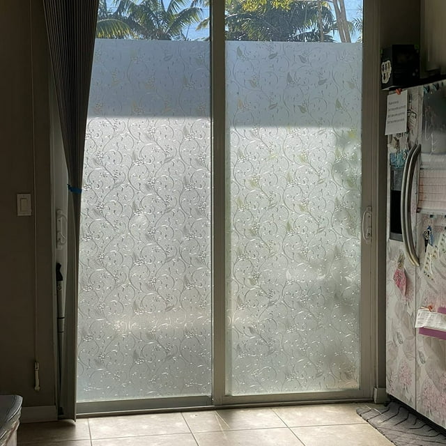 Cqxid Stickers Under $10 17.7"x78.7" Frosted Electrostatic Glass Sticker Office Windows Privacy Adhesive Glass Sticker Transparent Glass Sticker Film