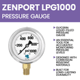 thumbnail image 4 of Zenport LPG1000 Glycerin Liquid Filled Pressure Gauge, 1000 PSI, Silver - 10 Pack, 4 of 5