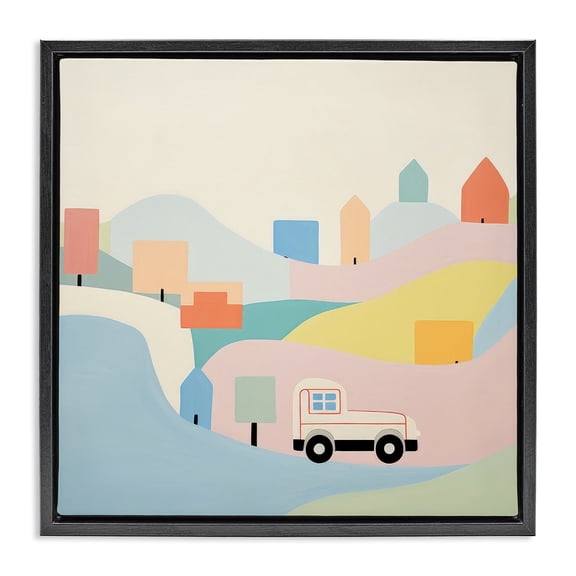 Stupell Industries Eclectic Pastel Imaginative Scene Black Floating Frame Canvas Art, 18 x 18, by Lazar Studio