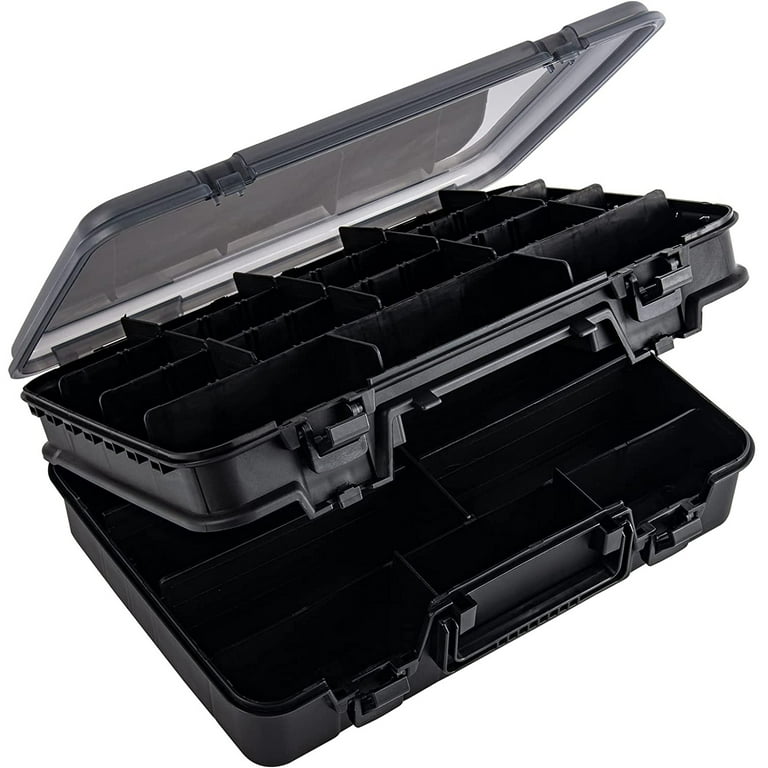 Prociv Large Tackle Box Double Layer Tackle Box Organizer Storage with  Handle Camping Storage Containers Tool Box Black 