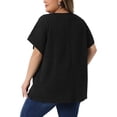 thumbnail image 3 of Agnes Orinda Women's Plus Size Tops Textured V Neck Short Sleeve Summer Casual Solid Blouses 2X Black, 3 of 5