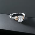 thumbnail image 4 of Gem Stone King 925 Sterling Silver and 10K Rose Gold White Topaz and White Diamonds Women Engagement Ring (1.30 Cttw, Oval 8X6MM, Gemstone Birthstone, Size 7), 4 of 4