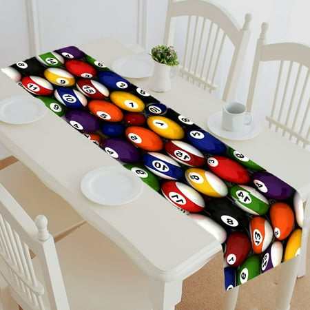 

ABPHQTO Billiard Balls Table Runner Placemat Tablecloth For Home Decor 14x72 Inch
