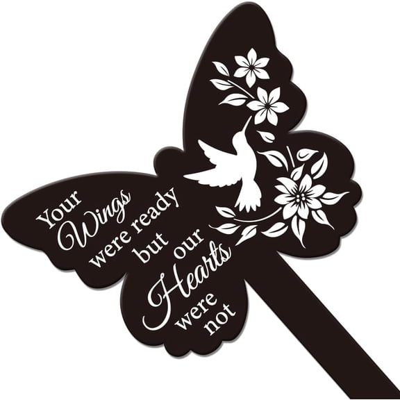 1 pc Acrylic Garden Stake Ground Insert Decor for yard Lawn Garden Decoration Butterfly with Memorial Words Hummingbird 205x145mm