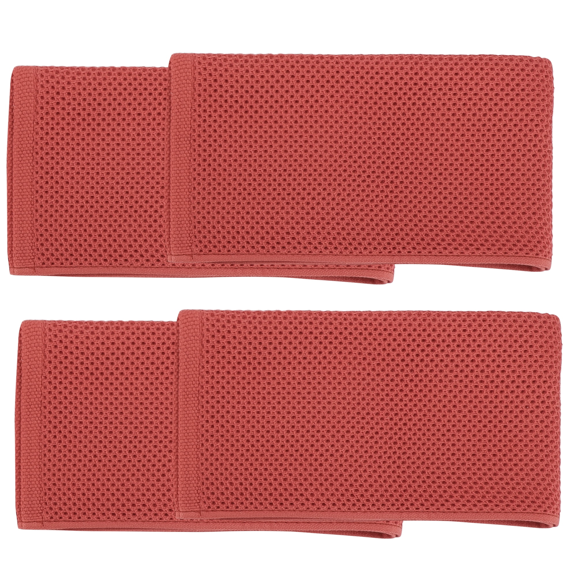 Unique Bargains 4-Pack Soft Absorbent Cotton Kitchen Towels, 13" x 27" Red