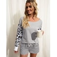 thumbnail image 4 of Uniexcosm Women's Loungewear Set Long Sleeve Tops and Shorts Sleepwear, 4 of 10