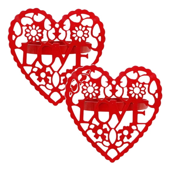 2 Pcs Valentine's Day Heart Napkin Rings, Hollow-Out Red Heart Napkin Rings Table Decorations Heart Napkin Holders for Valentine's Day Wedding Anniversary Family Party Table Decoration