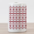 thumbnail image 3 of Nordic Ceramic Toothbrush Holder, Christmas Pattern with Winter Inspirations Scandinavian Motifs European, Decorative Versatile Countertop for Bathroom, 4.5" X 2.7", Red Sky Blue White, 3 of 4