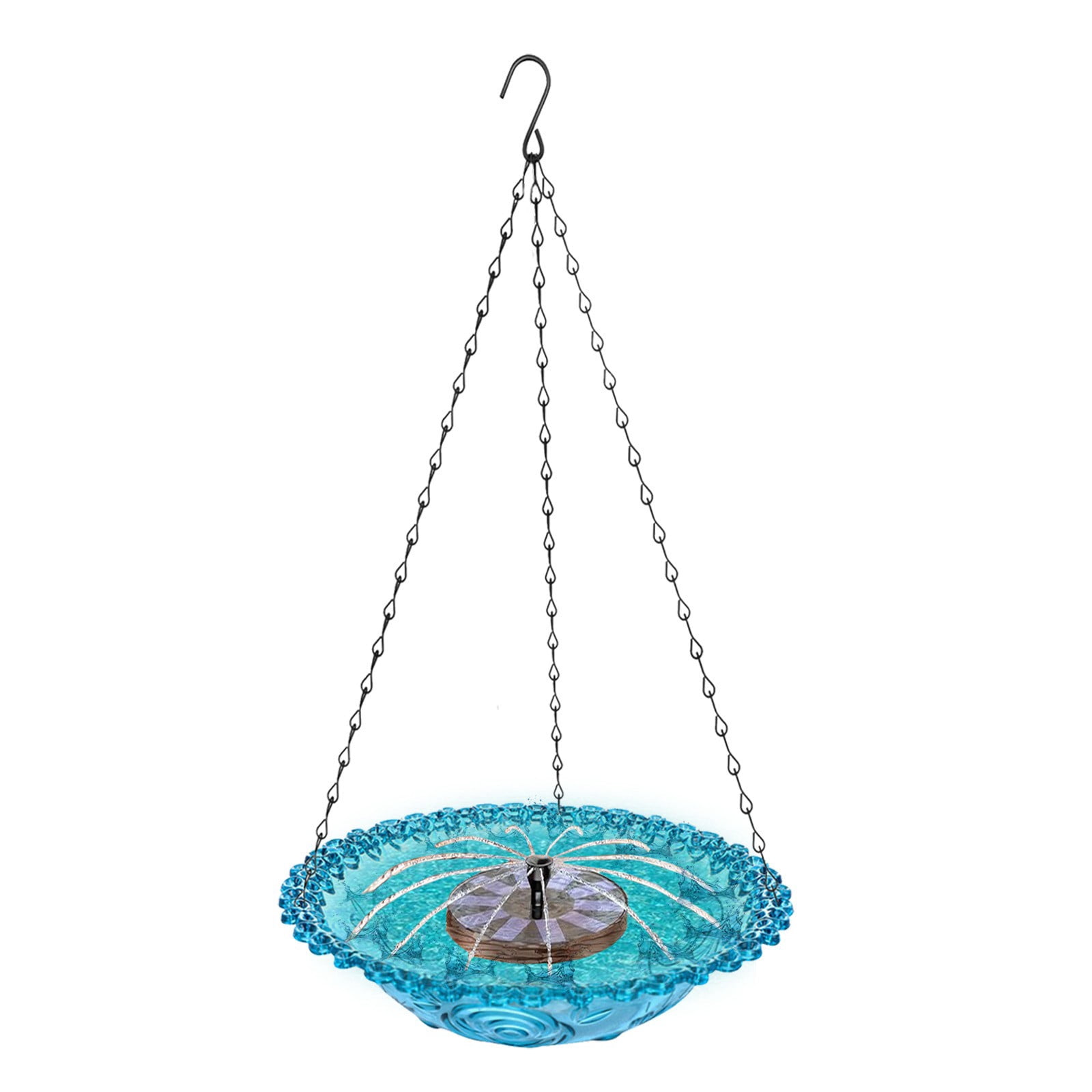 Solar Cascade Hanging Bird Bath Fountain, Metal Solar Powered Birdbath with Water Pump, Weatherproof Hanging Water Feature, Large Humming Birds Baths Fountains for Outdoor, Gardens