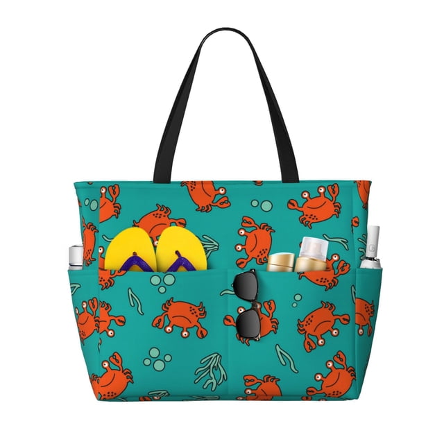 Easygdp Colorful Crab Bolsa de Viaje de Playa de Gran Capacidad, Bolsa Tote Perfecta para la Playa, Escapadas de Fin de Semana y Viajes