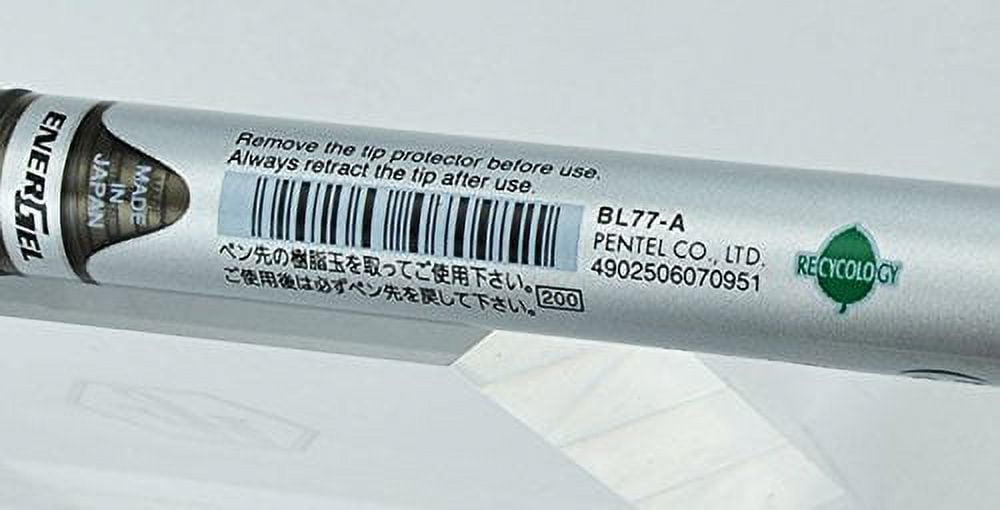 Pentel EnerGel RTX Deluxe Retractable Liquid Gel Pen, Fine .7mm Metal Tip, Black Ink, Silver Barrel (Bulk Lot of 25) (BL77-A)