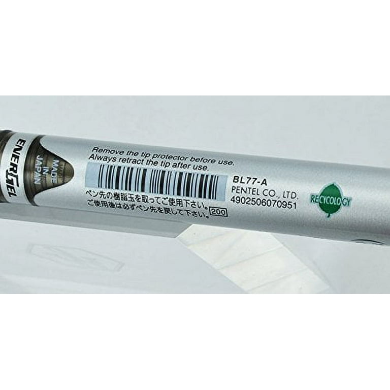 Pentel EnerGel RTX Deluxe Retractable Liquid Gel Pen, Fine .7mm Metal Tip,  Black Ink, Silver Barrel (Bulk Lot of 15) (BL77-A) 