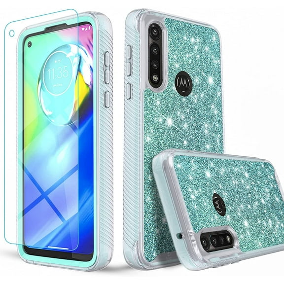 Motorola Moto G Stylus Case [Not Fit Moto G Stylus 2021] with [Tempered Glass Screen Protector Included], Military Grade 12 Feet Drop Proof Phone Cover With Glitter Spot Diamond-Teal