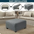 thumbnail image 5 of Yumcute Stretch Square Ottoman Covers Slipcover,Soft Knitted Jacquard Cover for Ottoman Square Footstool Protector for Living Room 13-18in, 5 of 7