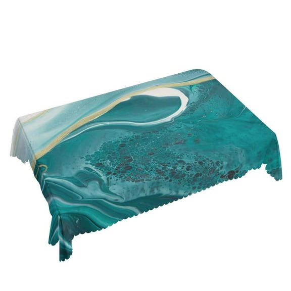 Yehwow Blue Turquoise Marble Rectangle Tablecloth 52x70 Inch Table Cover for Kitchen Dining Party Picnic Decor