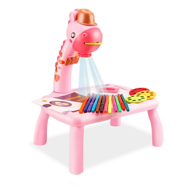 Proyector LED con pilas Tablero de escritura para dibujo Niños Proyección educativa temprana Escritorio de pintura Plástico Garabatos Juguete Escuela Rosa Animal seitruly FN000752-02B