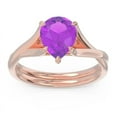 thumbnail image 2 of Diamond-Capitals 2.00 Carat Pear Cut Amethyst Gemstone New Solitaire Engagement Ring for Women 18K Rose Gold Size 8.5, 2 of 8