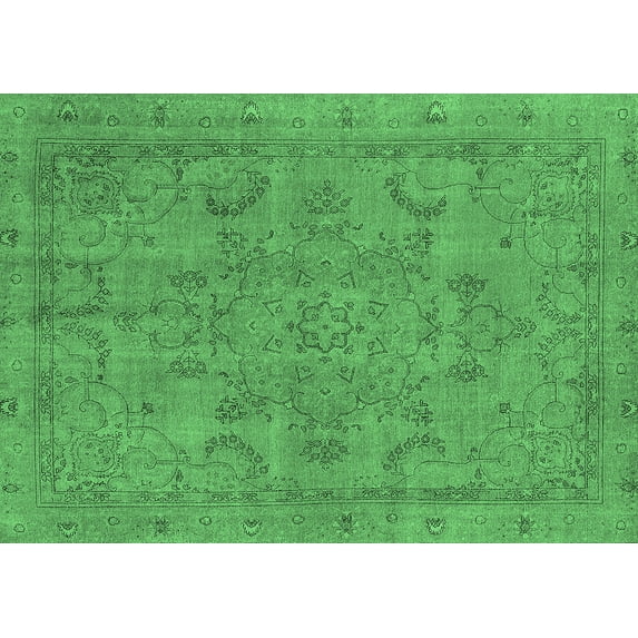 Ahgly Company Indoor Rectangle Oriental Emerald Green Industrial Area Rugs, 8' x 10'