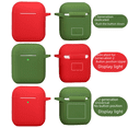 thumbnail image 3 of Compatible con funda AirPods con llavero, funda protectora de silicona prémium a prueba de golpes para estuche de carga AirPods 2 y 1 (Airpods 1, rojo), 3 of 5