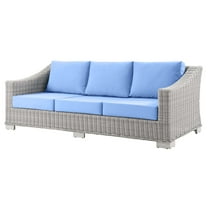Lounge Sofa, Rattan, Wicker, Light Grey Gray Light Blue, Modern Contemporary Urban Design, Outdoor Patio Balcony Cafe Bistro Garden Furniture Hotel Hospitality