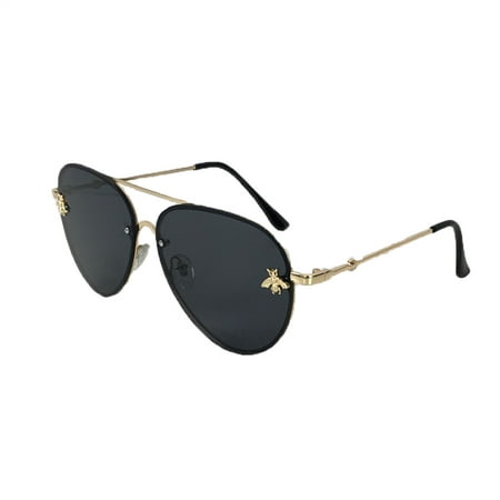 Fashion Culture Beehave 60mm Bee Aviator Sunglasses, Black