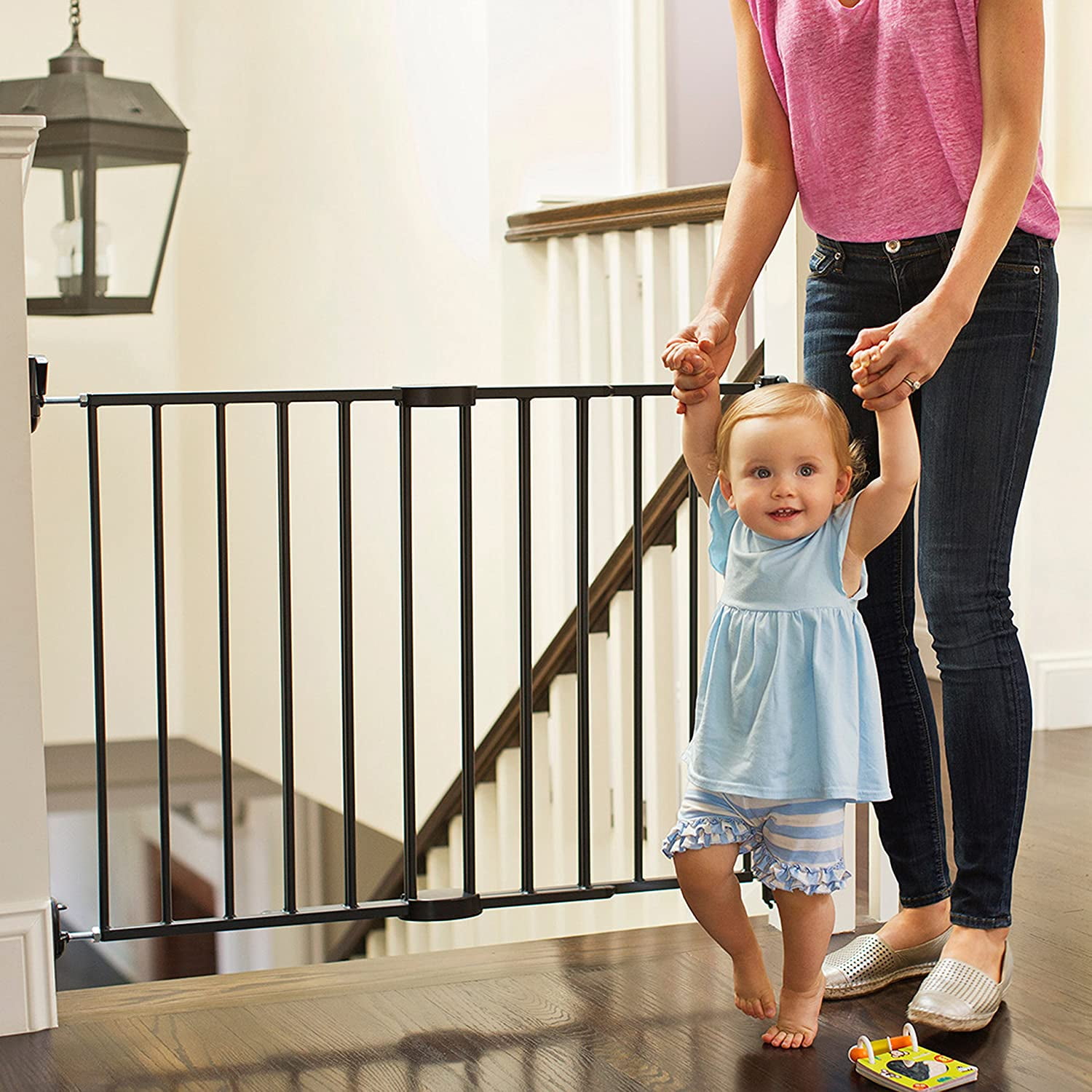 Munchkin® Push to Close™ Hardware Mounted Extending Metal Safety Toddler Baby Gate, Dark Gray