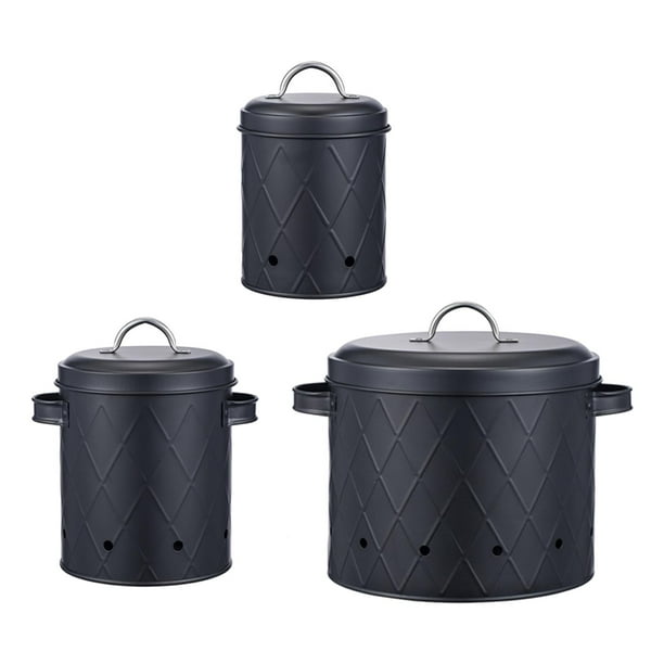 3 piezas de contenedores para cebollas, ajos y patatas para despensa. negro